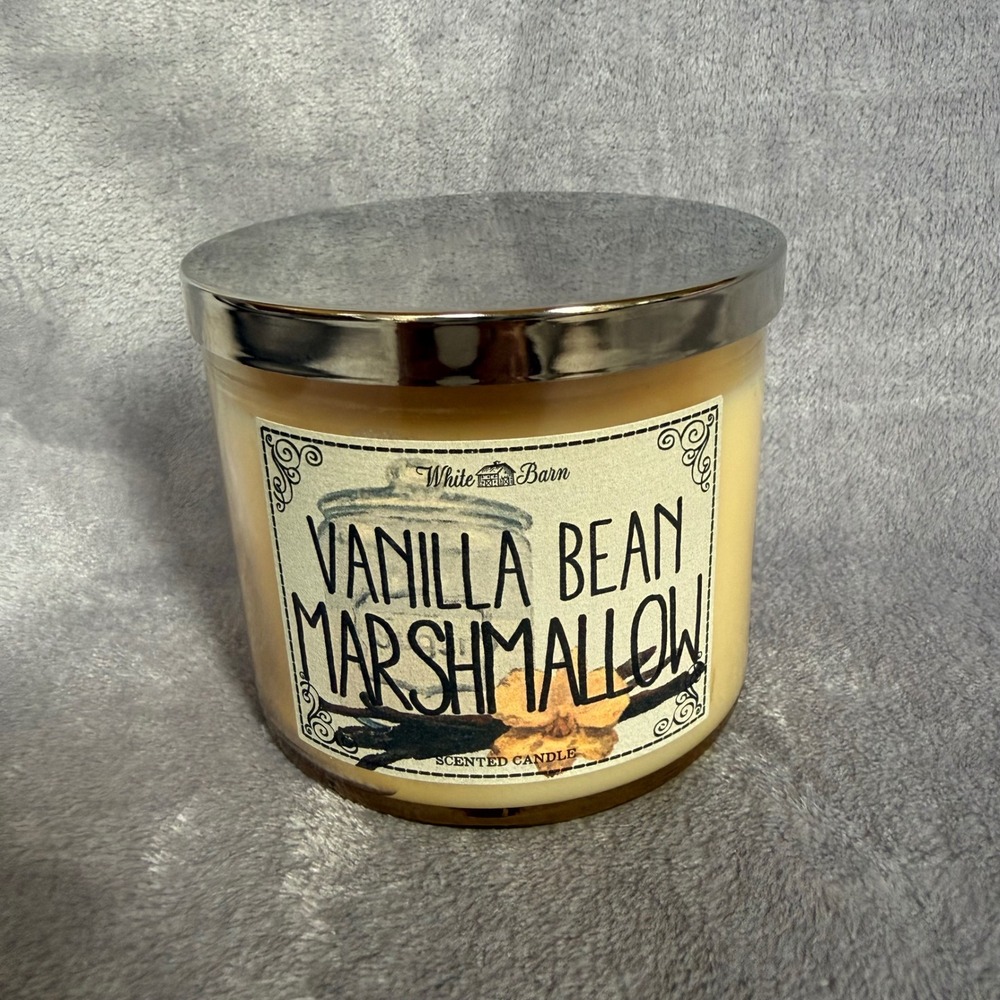 White Barn Vanilla Bean Marshmallow 3 Wick Candle 14.5oz Bath Body Works Retired